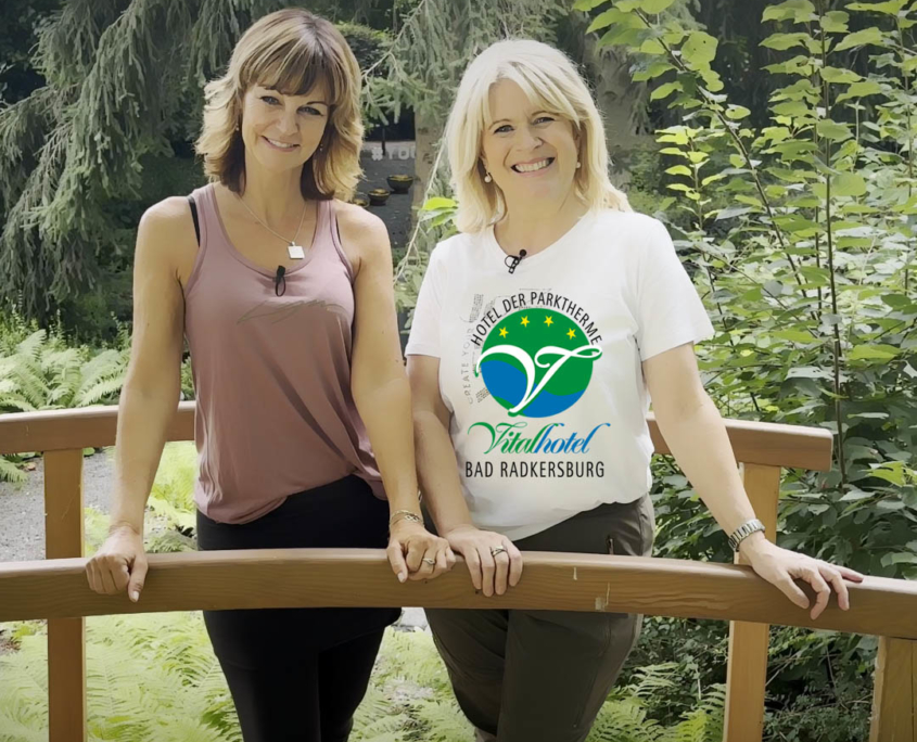 Yogawoche in Bad Radkersburg, Vitalhotel Direktorin Claudia Wendner und Lottofee Evelyn Vysher